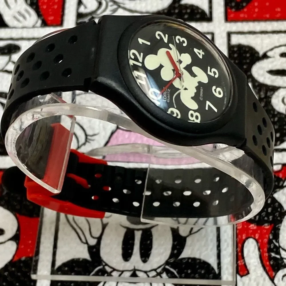 Vintage Disney X Lorus by Seiko Running Mickey Mouse Glow in the Dark Watch